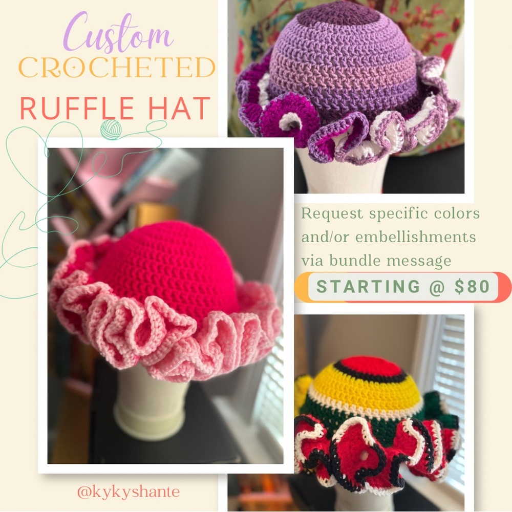 Custom Crocheted Ruffle Hat 👒✨